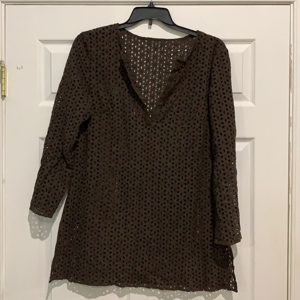 Brown See Through Swim Suit Coverup Size Large